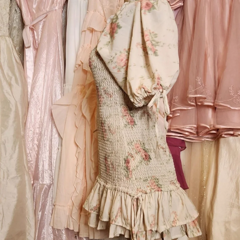 ౨ৎ strangers & lovers floral give yourself abreak mini dress ౨ৎ - Picture 3 of 5